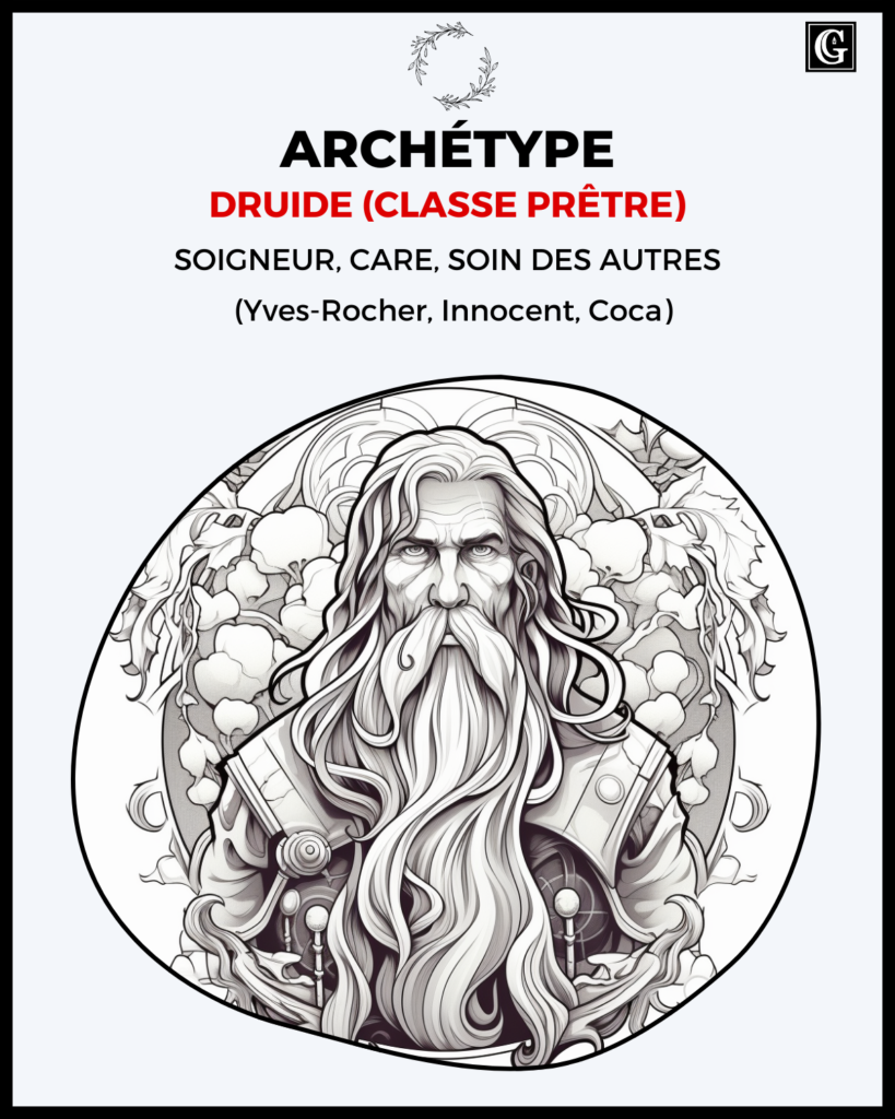 fiche de présentation de l'archétype de marque du druide.